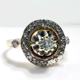 18 karaat Geel goud, Platina - Ring - 0.25 ct Diamant