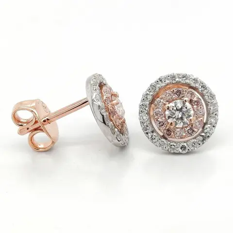 0.69ct Pink and White Diamond Earrings - 14 karaat Rosé goud, Witgoud - Oorbellen - ***GEEN RESERVEPRIJS***