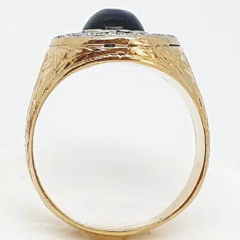 18 karaat Geel goud, Platina - Ring - 1.00 ct - Saffieren