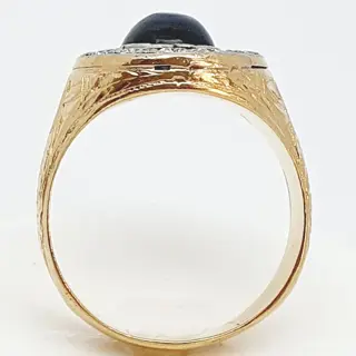 18 karaat Geel goud, Platina - Ring - 1.00 ct - Saffieren