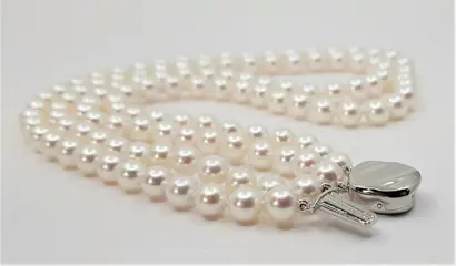 Double 2 Row - 6.5x7mm Bright - 925 Akoya parels, Zilver - Halsketting