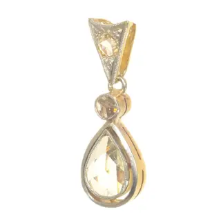 NO RESERVE PRICE - 18 karaat Geel goud - Hanger Diamant - Vintage jaren 1920 Art Deco