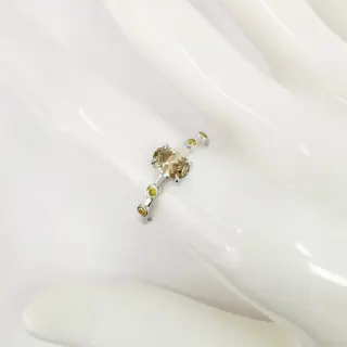 0.50 ct vs fancy light yellowish brown & 0.10 ct fancy intense yellow diamonds designer solitaire - 14 karaat Witgoud - Ring Diamant - Diamanten, AIG gecertificeerd zonder reserve