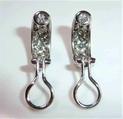 Halb-Creolen Clips or Studs - 18 karaat Witgoud - Oorbellen - 1.28 ct - briljant geslepen
