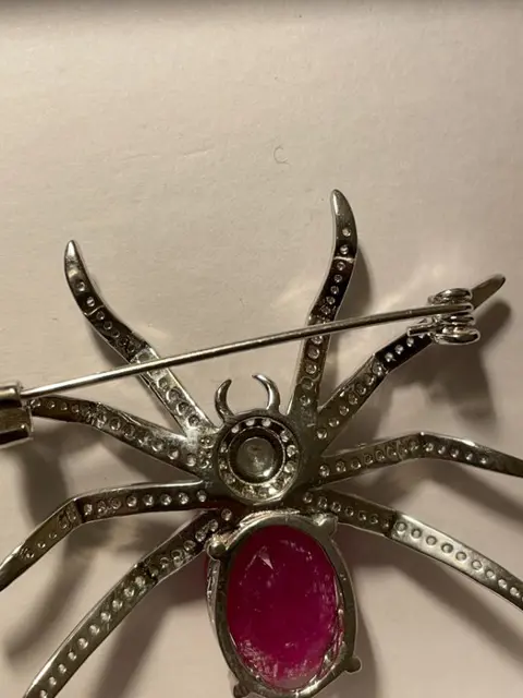 Handmade - 925 Zilver - Broche Robijn - Toermalijnen, Zirkonen