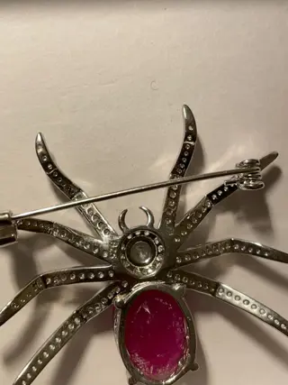 Handmade - 925 Zilver - Broche Robijn - Toermalijnen, Zirkonen