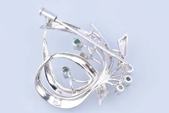 18 karaat Goud - Broche - 0.09 ct Smaragd