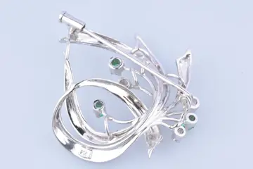 18 karaat Goud - Broche - 0.09 ct Smaragd