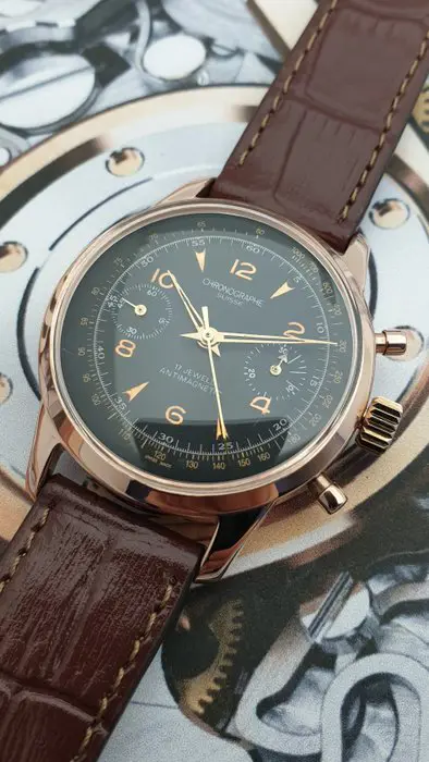Chronographe Suisse - Cal. Vênus 188 - JUMBO - Plaquê Ouro - "NO RESERVE PRICE" - Heren - 1950-1959