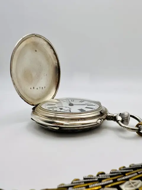 Niello Tula Savonette - 800er Silber - schwarze römische Zahlen - mit Kette - Taschenuhren NO RESERVE PRICE - Heren - 1850-1900