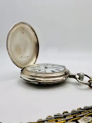 Niello Tula Savonette - 800er Silber - schwarze römische Zahlen - mit Kette - Taschenuhren NO RESERVE PRICE - Heren - 1850-1900