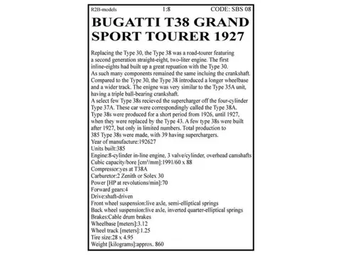Wespe Classic - 1:8 - Bugatti T38 Grand Sport Tourer 1927