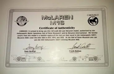 Carousel 1 - 1:18 - Mc Laren chevy M16 GP 500 miles Indianapolis 1974 Hobbs - 4802