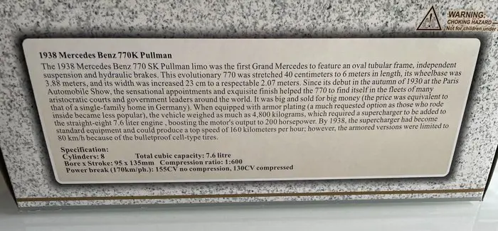 Signature Models - 1:18 - Mercedes Benz 770k Pullman 1938