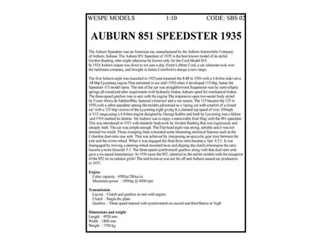 Wespe Classic - 1:10 - Auburn 851 Speedster 1935, kit model