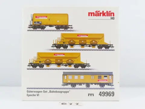 Märklin H0 - 49969 - Goederenwagenset - 4-delige wagenset met o.a. 3-assige "Umbauwagen" met opdruk "Bahnbau Gruppe" - DB