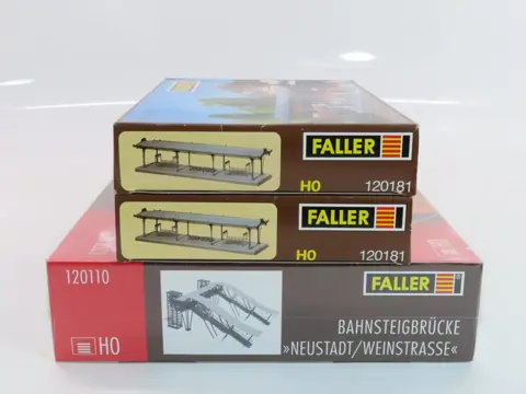 Faller H0 - 120110/120181 - Landschap - 3 bouwdozen; moderne voetgangersbrug en 2 perron delen