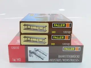 Faller H0 - 120110/120181 - Landschap - 3 bouwdozen; moderne voetgangersbrug en 2 perron delen