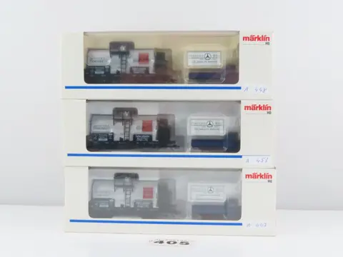 Märklin H0 - Museumwagen 1992 - Goederenwagenset - 3x 2-assige ketelwagen met pick-up, speciale editie Mercedes