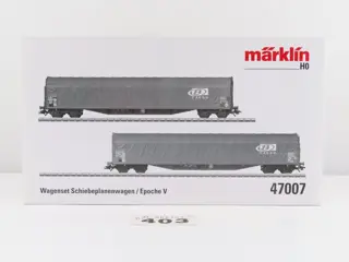 Märklin H0 - 47007 - Goederenwagenset - 2-delige goederenwagenset met 4-assige "Schiebeplanenwagen" - B Cargo
