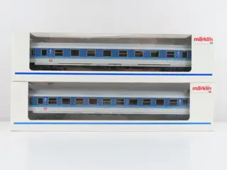 Märklin H0 - 4282/4281 - Passagiersrijtuig - 2x 4-assige sneltreinrijtuigen 1e en 2e klas met binnen verlichting - DB
