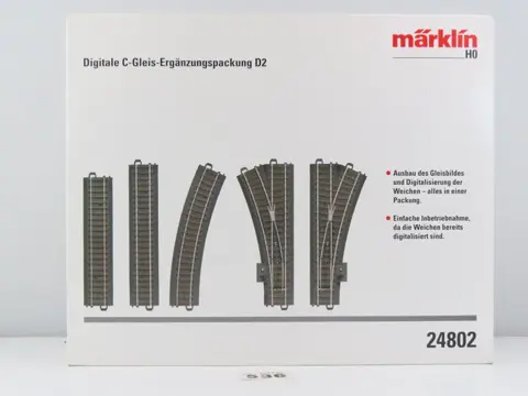 Märklin H0 - 24802 - Track set - 12-delige uitbreidings-rails met o.a. wissel links/rechts met elek aandrijving en decoder, C-rail