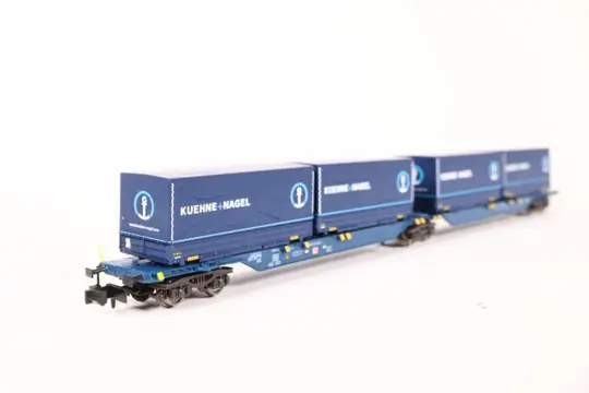Hobbytrain N - H23730 - Goederenwagon - Dubbele draagwagen 'Kuehne+Nagel' - DB
