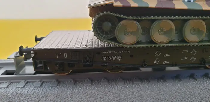 Roco H0 - 856 - Goederenwagon - Minitanks zware vrachtwagen Ssy Keulen & vracht Panzer Tiger - DRG