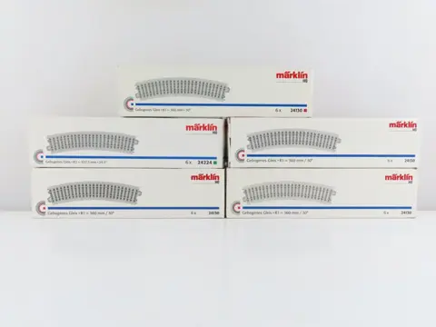 Märklin H0 - 24130/24224 - Rails - 30-delig railkavel met gebogen railstukken, C-rail