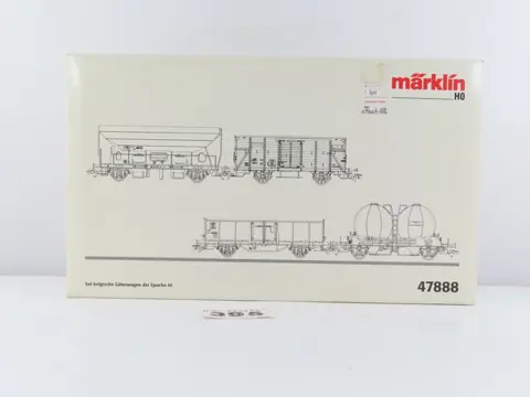 Märklin H0 - 47888 - Goederenwagenset - 4-delige set goederenwagens met o.a. 2-assige zelf/onderlosser en hoge open bakwagen - NMBS