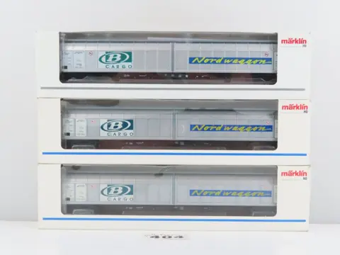 Märklin H0 - 48032/48029 - Goederenwagon - 3x 4-assige schuifwandwagens met opdruk "Nordwaggon" - B Cargo