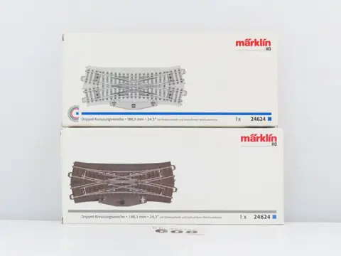 Märklin H0 - 24624 - Rails - 2-delig railkavel met Engels wissel met elektrische aandrijving en verlichting, C-rail