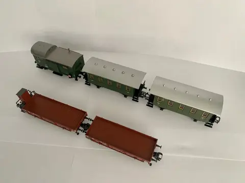 Fleischmann, Märklin H0 - 4039/46070/46071 - Goederenwagon, Passagiersrijtuig - 5 Wagons - DB