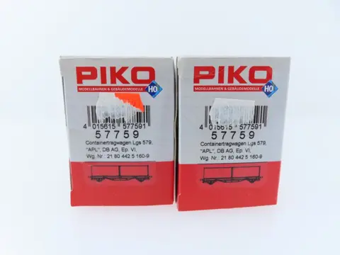 Piko H0 - 57759 - Goederenwagon - 2x 2-assige containerdraagwagens met lading en opdruk "APL" - DB