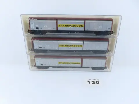 Electrotren H0 - 5512 - Goederenwagon - 3x 4-assige schuifwandwagens met opdruk "Transwaggon" - DB