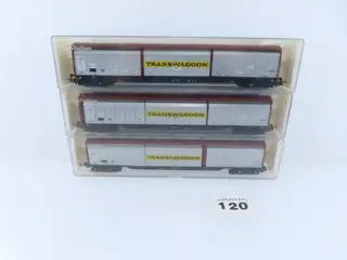 Electrotren H0 - 5512 - Goederenwagon - 3x 4-assige schuifwandwagens met opdruk "Transwaggon" - DB