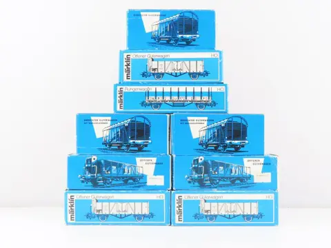 Märklin H0 - 4601/4505/4607/4506 - Goederenwagon - 9x transportwagons tijdperk III - DB