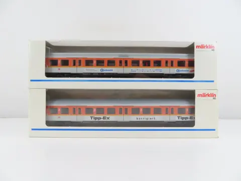 Märklin H0 - 4104/4105 - Passagiersrijtuig - 2x 4-assige S-bahn-rijtuigen 1e/2e en 2e klas met binnenverlichting - DB