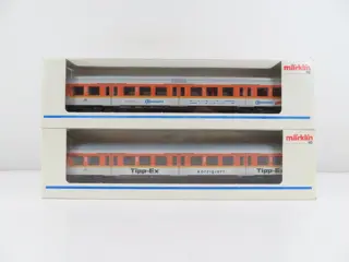 Märklin H0 - 4104/4105 - Passagiersrijtuig - 2x 4-assige S-bahn-rijtuigen 1e/2e en 2e klas met binnenverlichting - DB