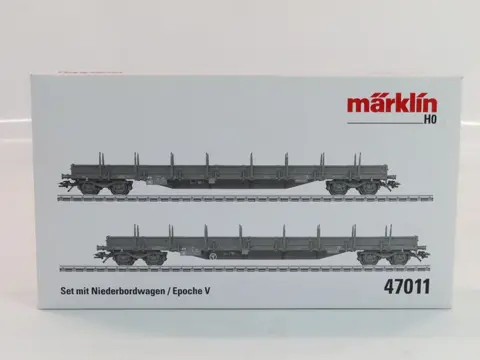 Märklin H0 - 47011 - Goederenwagenset - 2-delige set lageboordwagens, met inklapbare rongen - NMBS