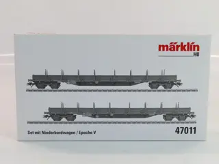 Märklin H0 - 47011 - Goederenwagenset - 2-delige set lageboordwagens, met inklapbare rongen - NMBS