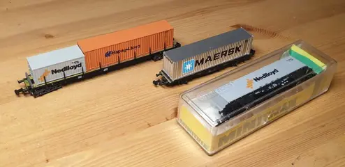 Fleischmann, Rivarossi, Trix N - 13559 - Goederenwagon - 3 containerwagens - DB, NS