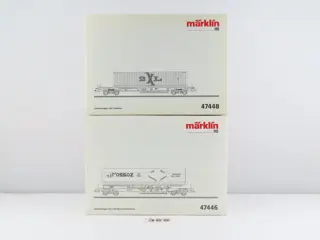 Märklin H0 - 47448/47446 - Goederenwagon - 2x 4-assige wagens voor het vervoeren van trailers met lading, onderdeel "Rollende Landstrasse" - B Cargo, TRW