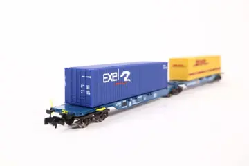 Hobbytrain N - 244907 - Goederenwagon - Dubbele containerwagen 'DHL - Exel' - DB, Kombiwaggon