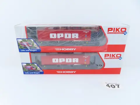 Piko H0 - 57727 - Goederenwagon - Twee 2-assige containerdraagwagens met lading en opdruk "OPDR" - NS