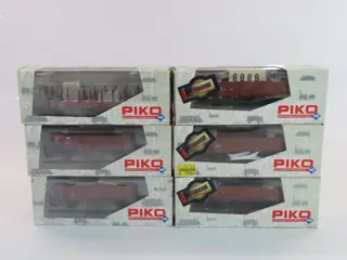 Piko H0 - 54464/54120/54105/54122/54860/54116 - Goederenwagon - 5 Open bak wagens en 1 rongen wagen - DB