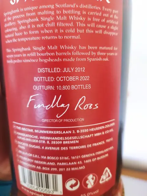 Springbank 2012 10 years old Sherry Wood Pedro Ximenez Cask Matured - Original bottling - b. 2022 - 70cl