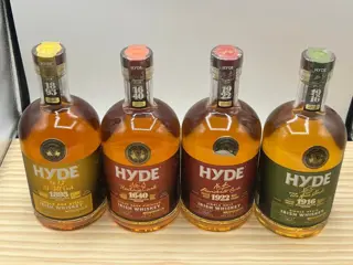 Hyde '1916' Single Malt + '1640'Stout + '1893' Bourbon & Sherry + '1922' Rum finish - 70cl - 4 flessen