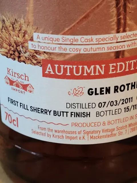 Glenrothes 2011 11 years old Single Cask Seasons - Autumn Edition 2022 - Signatory Vintage - 70cl