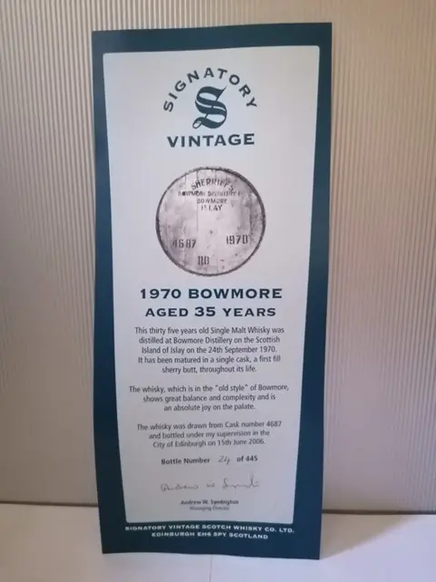 Bowmore 1970 35 years old Butt no. 4687 - One of 445 - Signatory Vintage - b. 2006 - 70cl